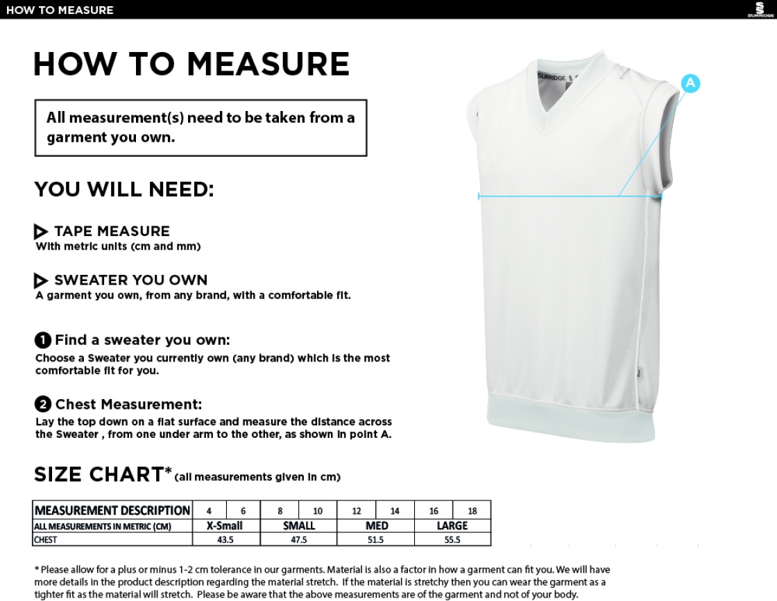 HINCKLEY AMATEURS CC BLAST SLEEVELESS WOMENS SWEATER-Ivory - Size Guide