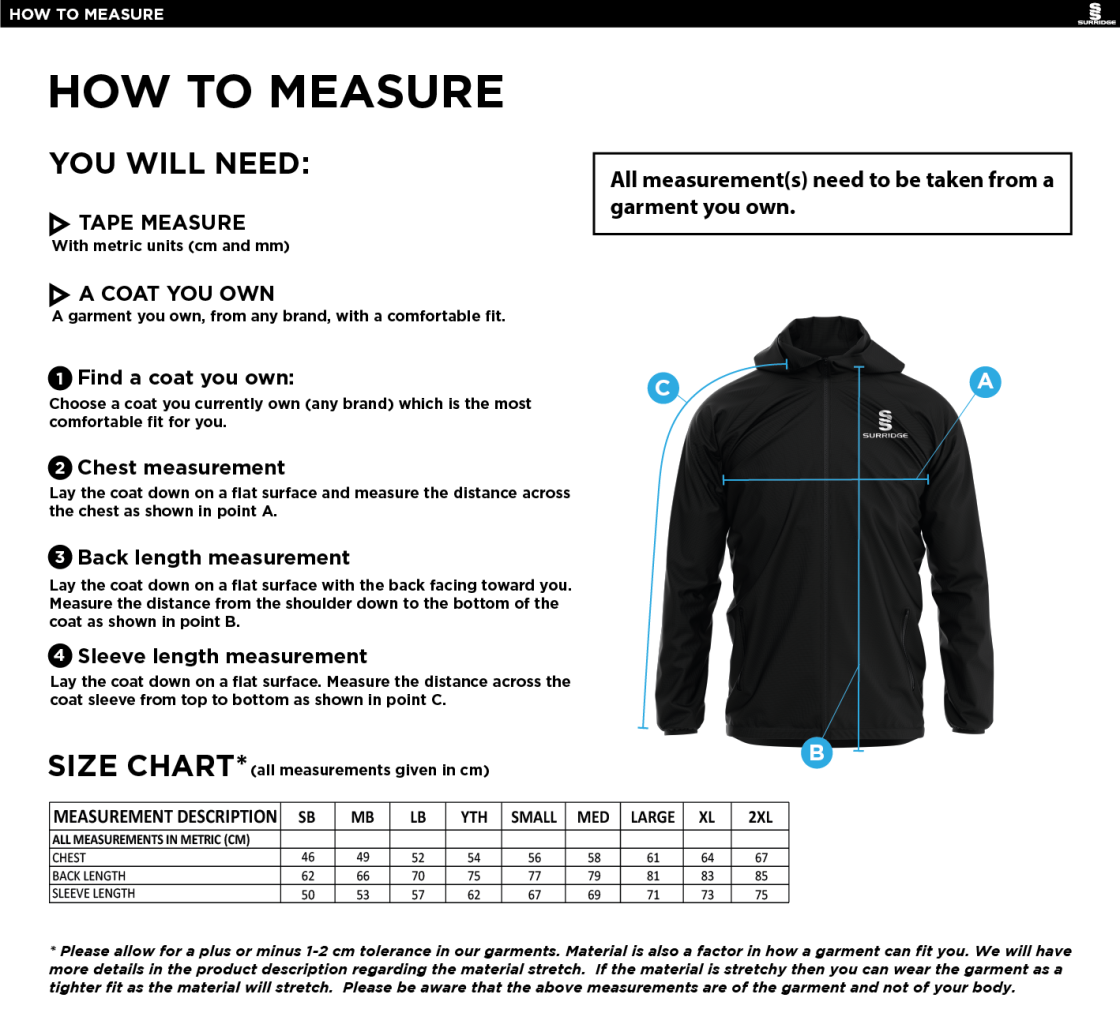 HINCKLEY AMATEURS CC Dual Elite 1/4 Zip Hoody / Rain Jacket : Navy - Size Guide