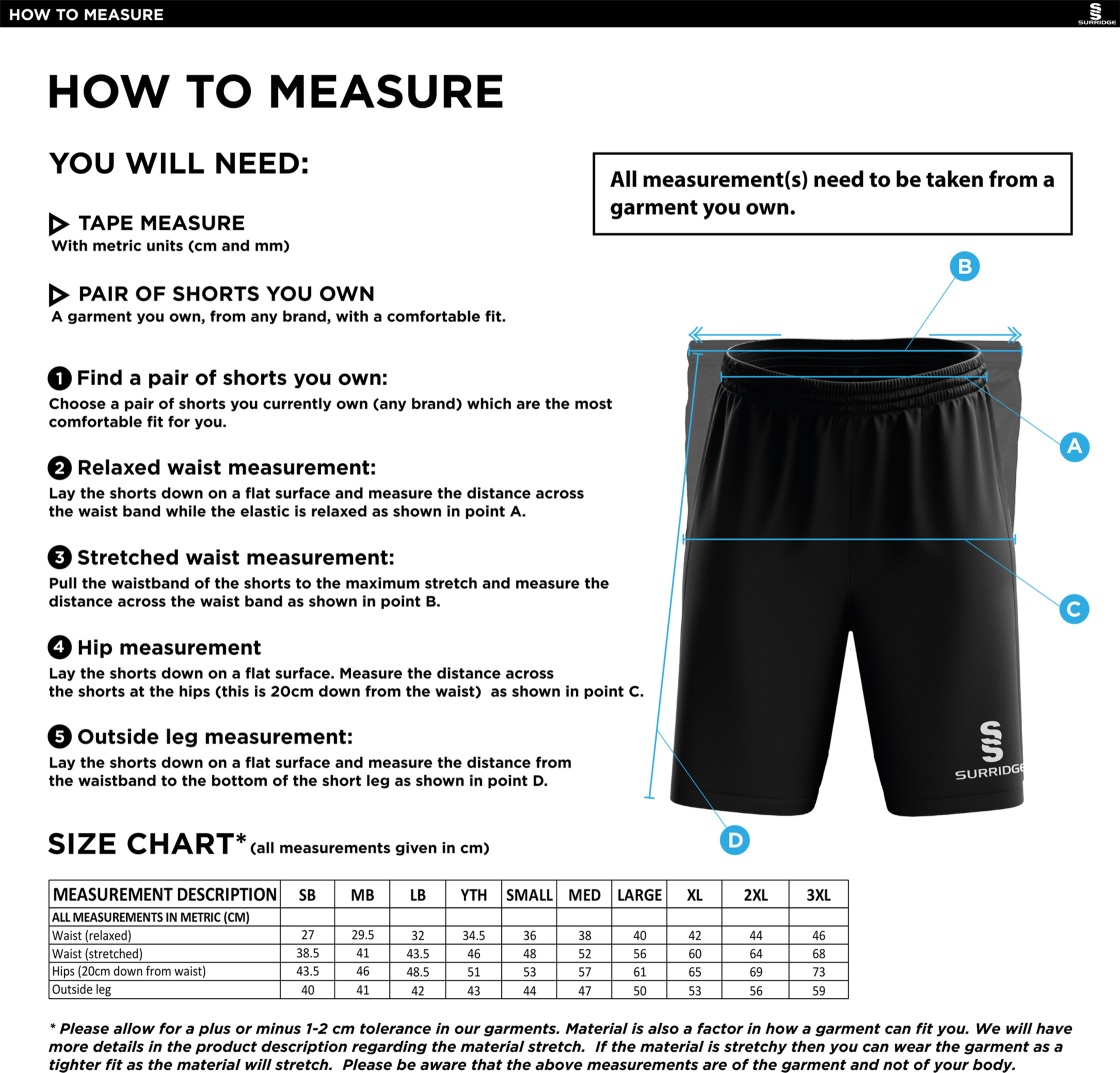 Hinckley Amateurs CC - Ripstop Training Shorts - Size Guide
