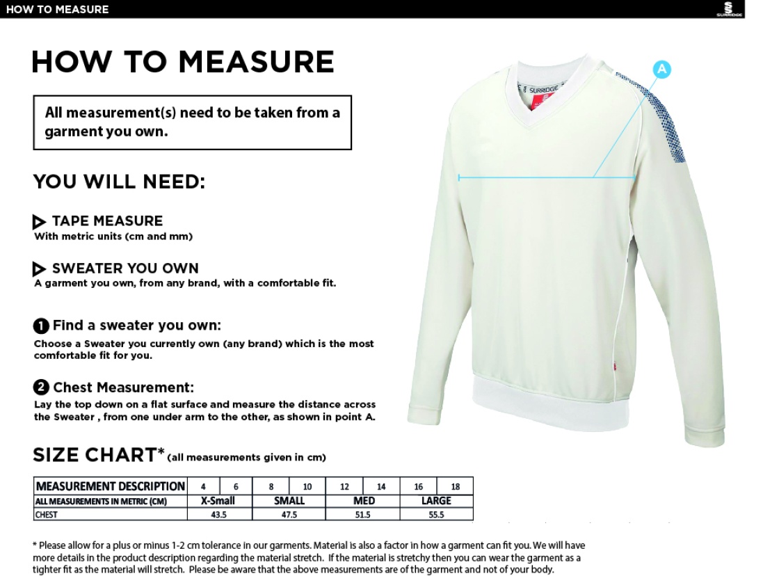 HINCKLEY AMATEURS CC BLAST LONG SLEEVE WOMEN'S SWEATER - Ivory - Size Guide