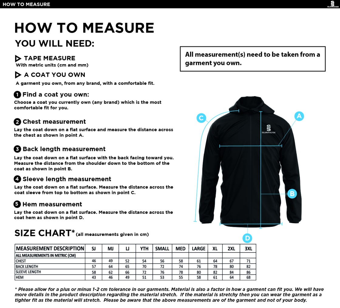 HINCKLEY AMATEURS CC Dual Elite 1/4 Zip Hoody / Rain Jacket : Navy - Size Guide