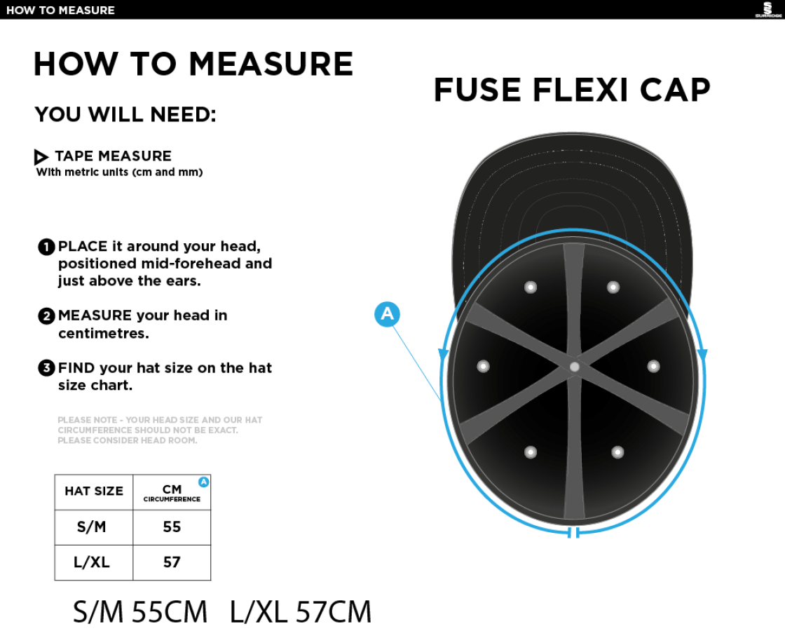 HINCKLEY AMATEURS CC Fuse Flexi Cap - Maroon - Size Guide